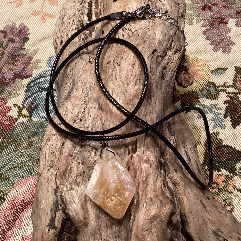NEW!! REAL Natural Citrine Quartz Pendant Necklace 24”